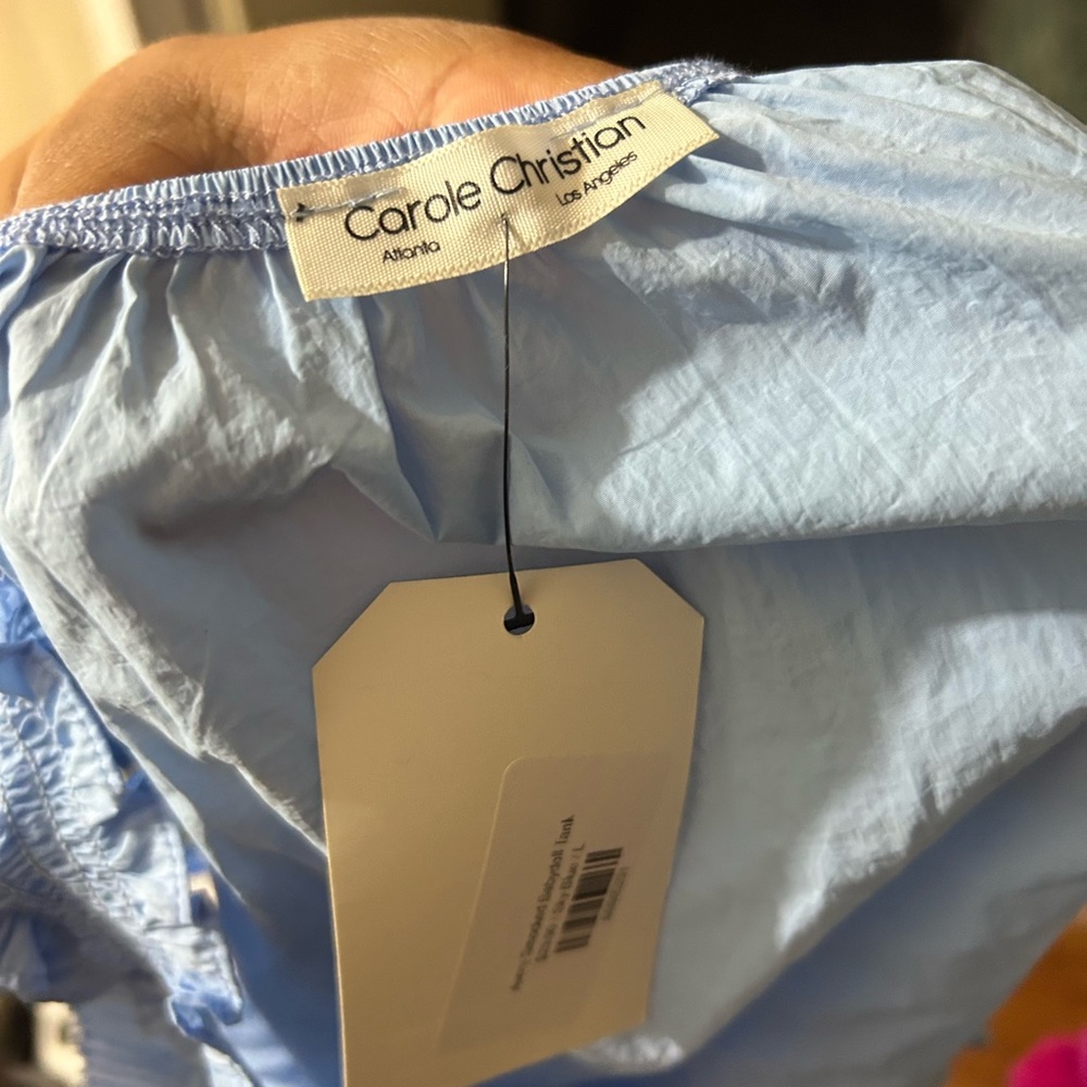 Blue ruffled sleeve blouse